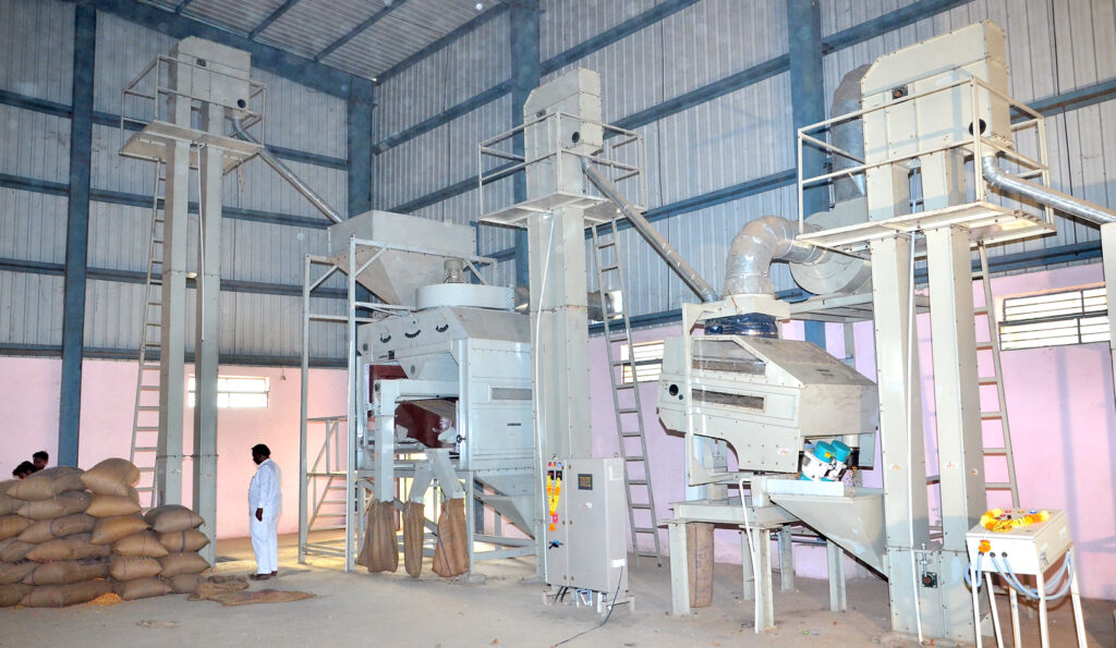 Seed processing machine at IndoSaw Agri plant in Karnataka for efficient seed cleaning and grading